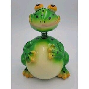 Exhart Wobble Bobble Frog Figurine Paperweight Silly Whimsical Decor 5-3/4"